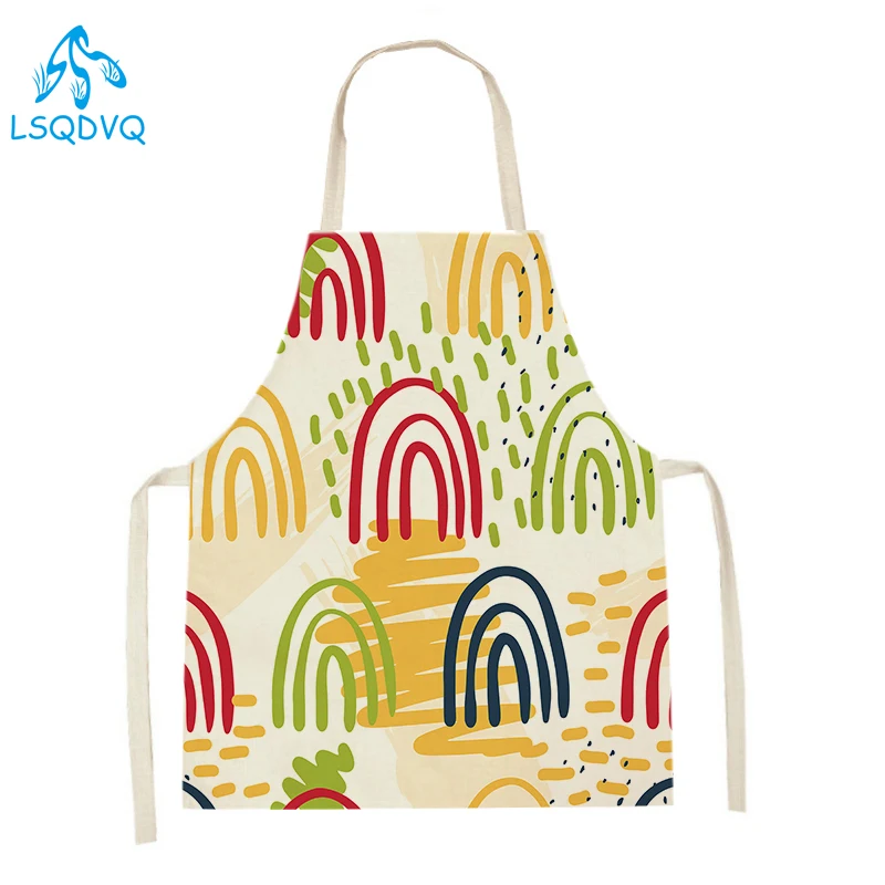 

Animal Snail Flowers Printing Apron Adult Kids Sleeveless Kitchen Apron Cute Rainbow Linen Apron Cartoon Cooking Accessories Bib
