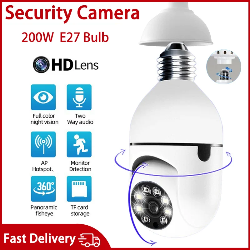

Intelligent Wireless WiFi Full-color Bulb Camera Household HD Night Vision 1080p Security Monitoring