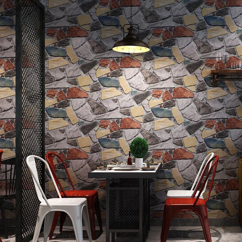 

3D solid industrial style imitation stone marble wallpaper retro vintage restaurant barber shop wallpape