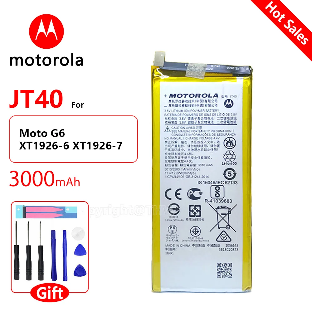 

Original Motorola JT40 Battery 3200mAh For Motorola Moto G6 Plus G6Plus XT1926-6 XT1926-7 G 6Plus Replacement Bateria