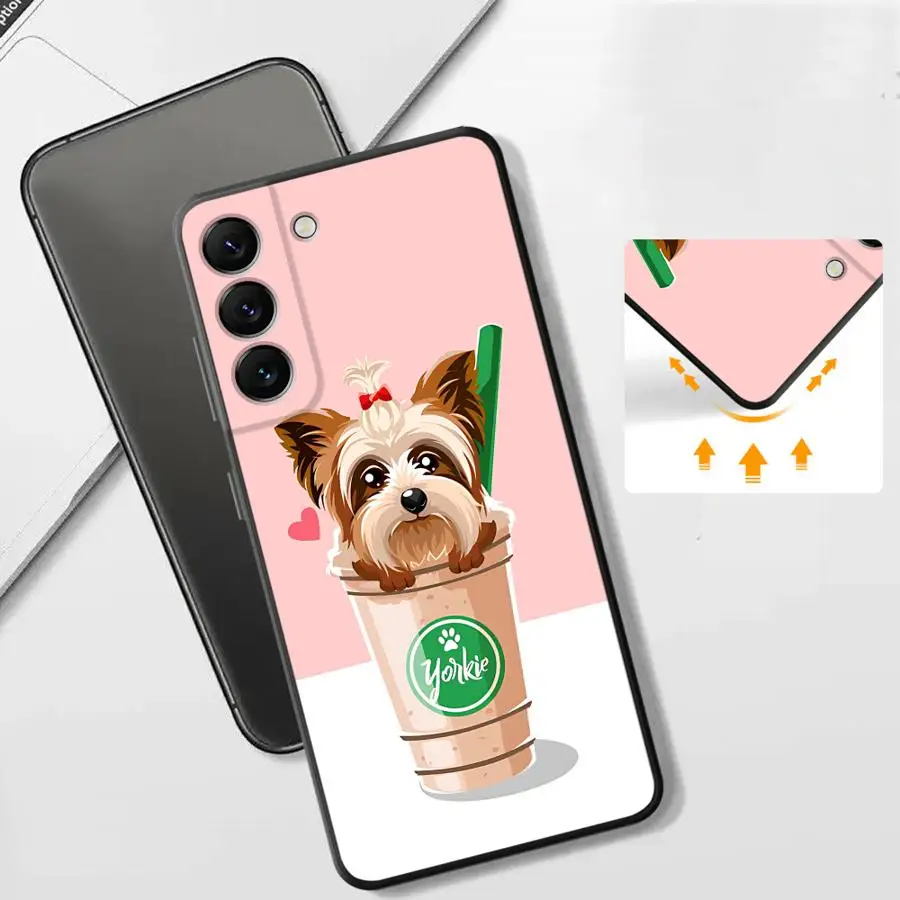 Чехол с собакой йоркширского терьера для Samsung Galaxy A32 A51 A73 A23 A53 A24 A55 A35 A36 A26 A72 A25 A71 A41 A22 A52 Черный мягкий телефон (art.: 3920d170e7ea3) - 3920d170e7ea3