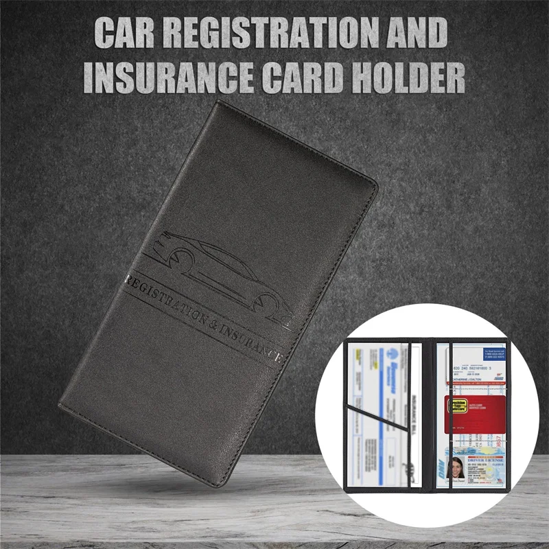

Long PU Leather Multifunction Car Registration Insurance Driving Documents Credit Cards Holder Cover Car Document Holder