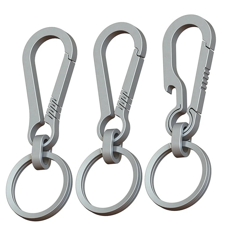 

2Pcs 8Cm Titanium Alloy Carabiner Multifunctional Key Chain Simple Pendant Portable Tools Durable Easy To Use Silver