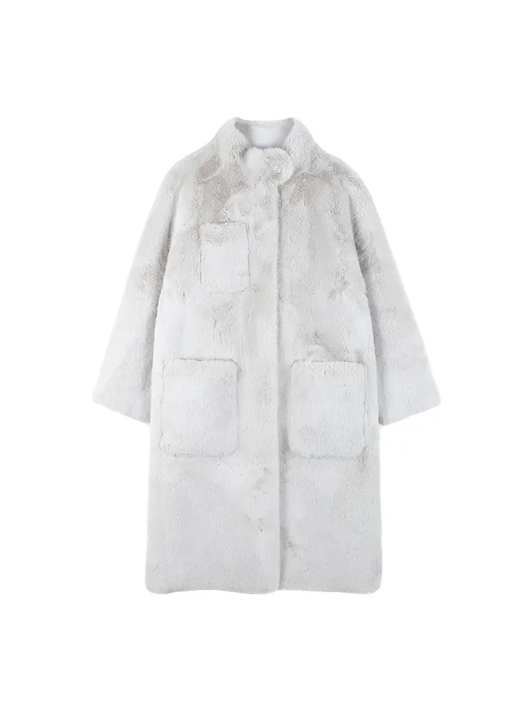 Loose Women's Fur Coat with Cotton Lining Thickened Mid-Length Fur One Mink Wool Coat Fluff Wool Coat Winter Clothing 2022 New
