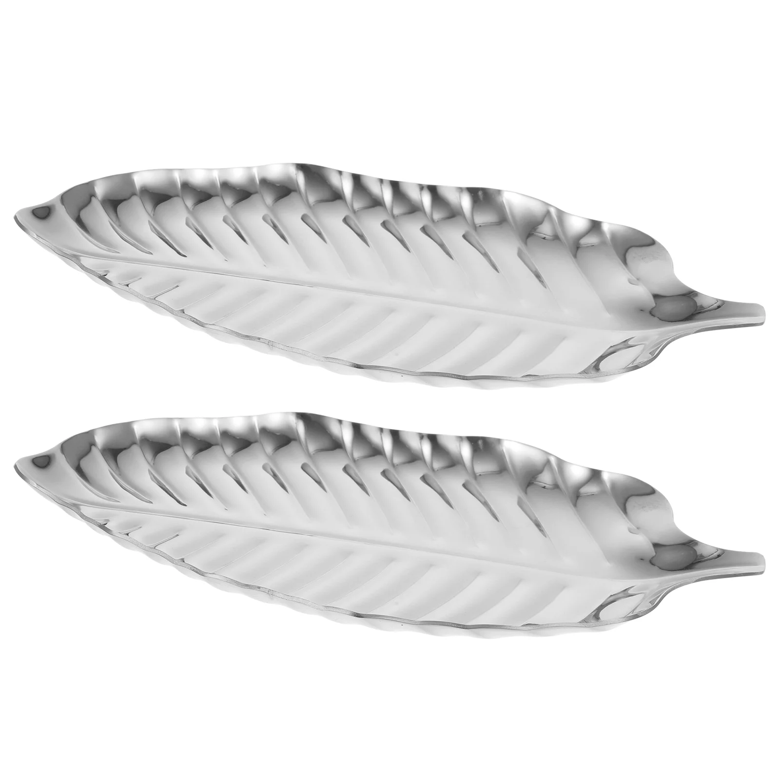 

2 Pcs Plate Leaf Storage Gold Decor Home Fruit Tray Jewelry Display Nordic Style Displaying