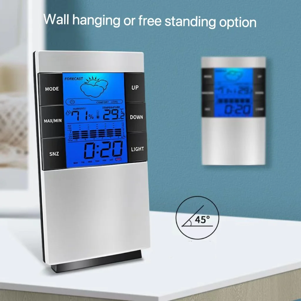 Цифровой будильник, электронные настольные детские прикроватные часы с термометром, гигрометром и календарем