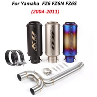 escape motorcycle mid connect tube and 51mm muffler exhaust system stainless steel for yamaha fz6 fz6n fz6s 2004 2011