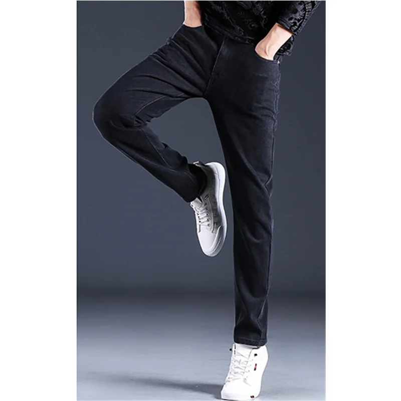 Men Clothing Autumn New Pattern Smoky Grey Self-cultivation Crus Pedis Straight Cylinder Trousers Casual Stretch Jeans Female