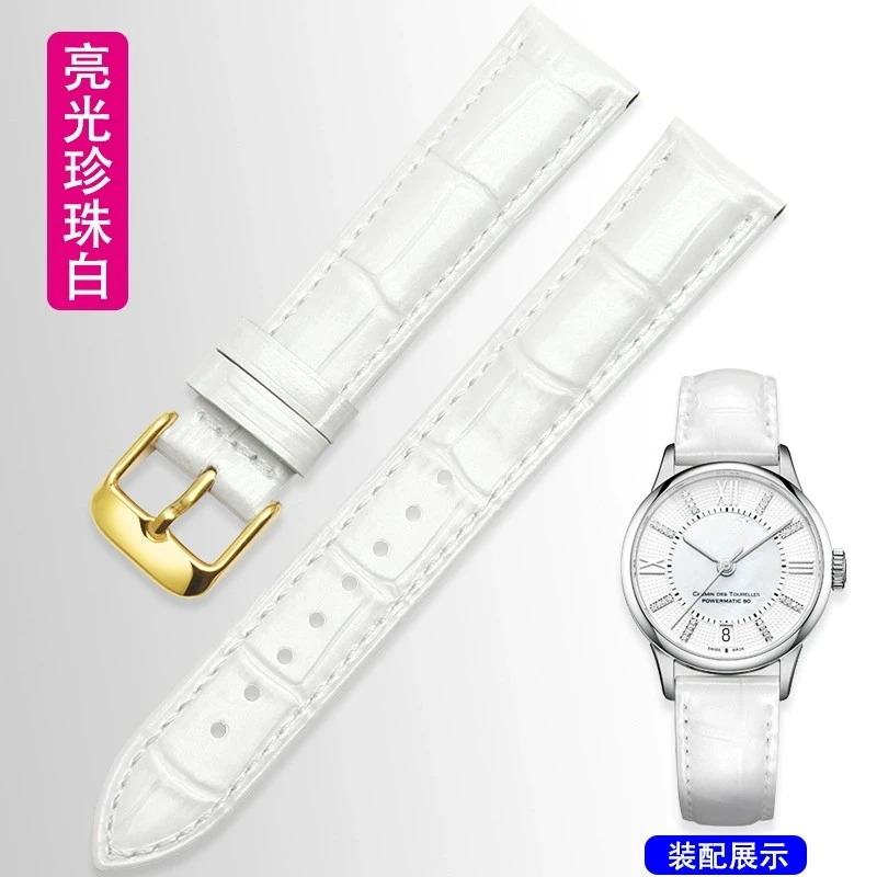 Белый ремешок для часов Tissot Cartier DW 12, 14 мм, 15 мм, 16 мм, 17 мм, 18 мм, 20 мм, металлическая застежка из розового золота, ремешок для часов из натуральной кожи, женский. (art.: 3920d7c80fa85) - 3920d7c80fa85