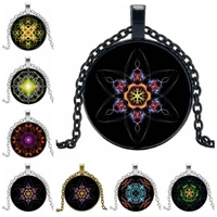 gothic fashion mandala series 25mm pendant glass cabochon magic figure 3 color necklace men and women gift jewelry