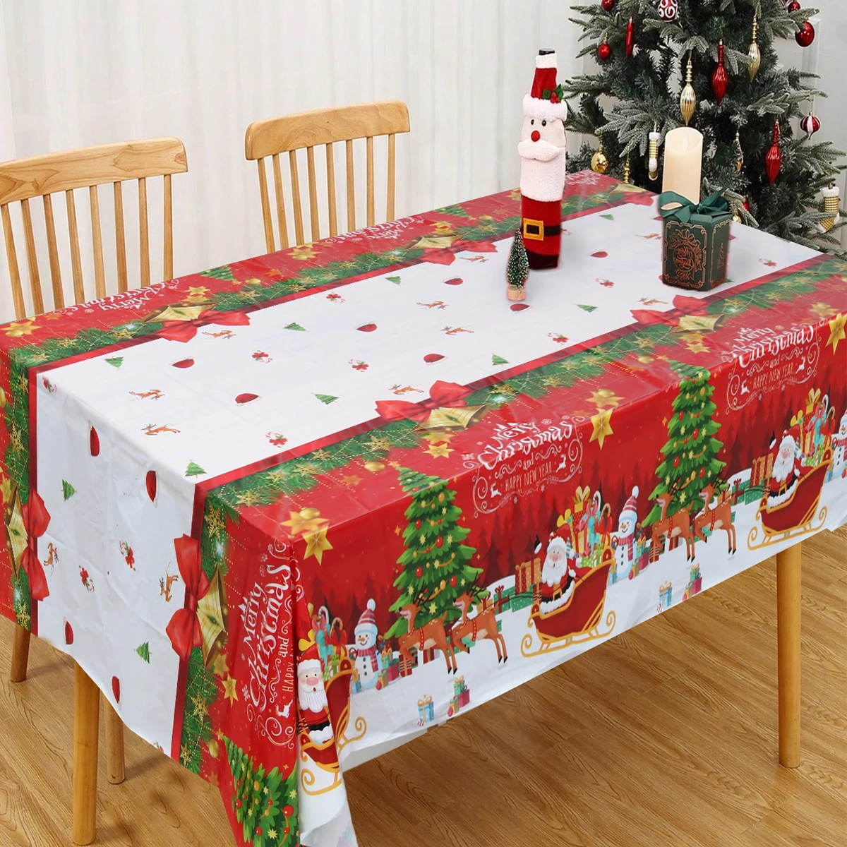 Рождественская Настенная Скатерть Из Полиэтилена Украшение Для Домашнего