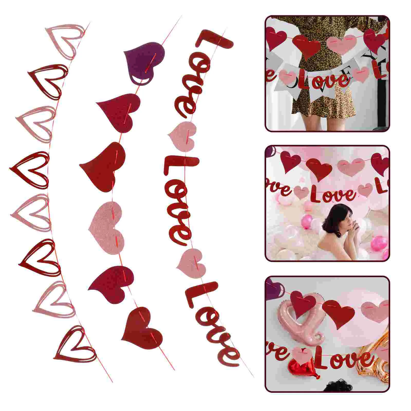 

Valentine Day Banner Heart Decor Love Bunting Banners Garland Valentines Hanging Wedding Party Decoration Decorations S Themed