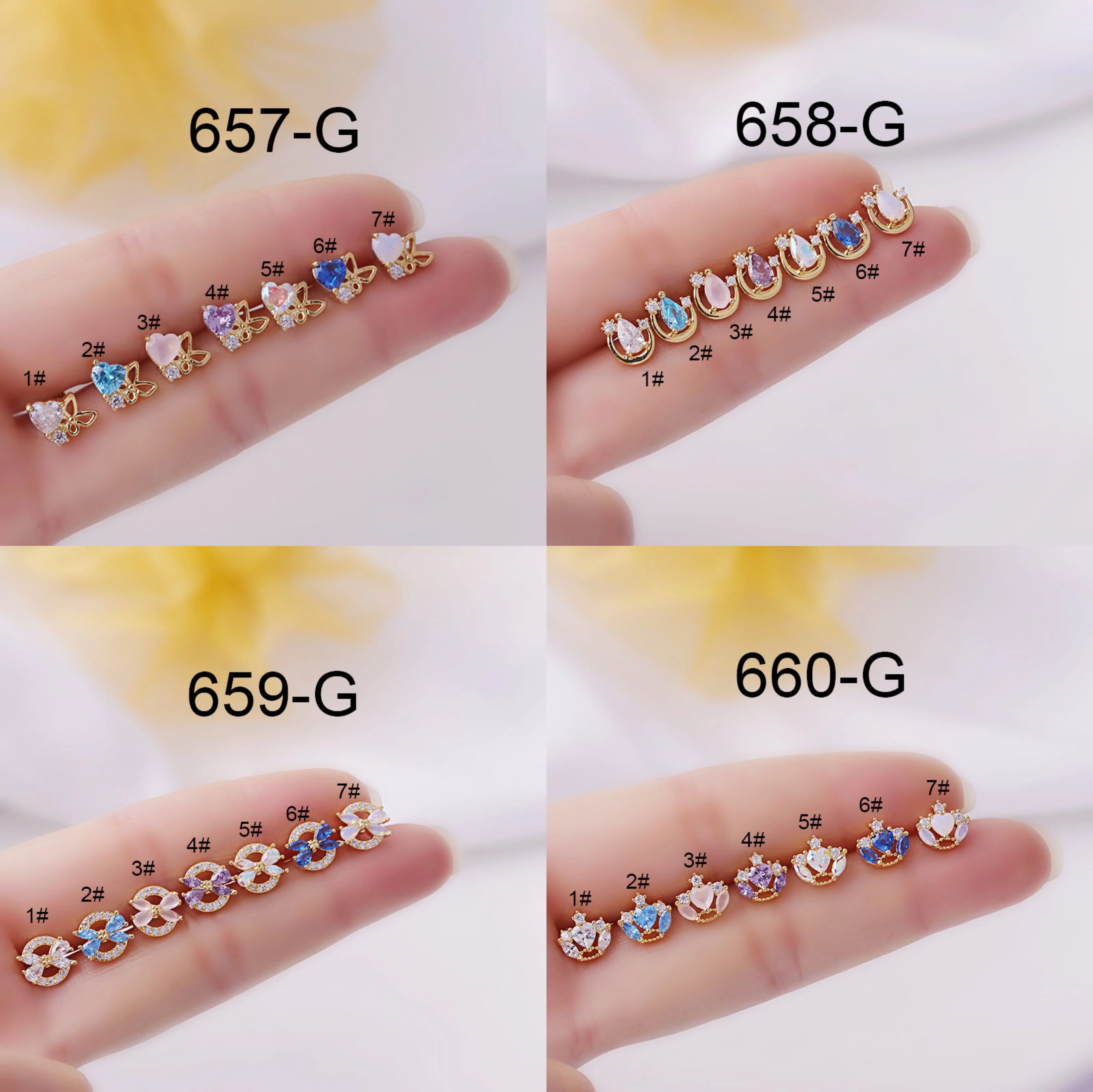 

2022 New Multicolor Butterfly Shape Cz 20G Stainless Steel Cartilage Piercing Gold Conch Tragus Helix snug Screw Back Earring