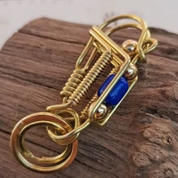 brass handicraft key ring hanging pendant engraved blue bead trinket car card bag keyring creative gift couple small decoration