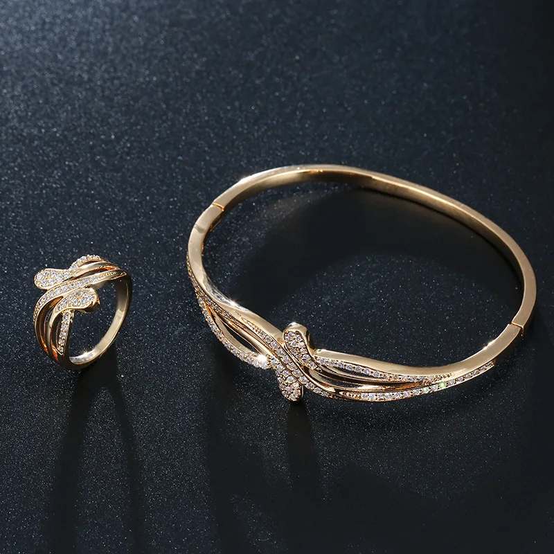 

Women’s Fashion Accessories Delicate Drop-Shaped 2PCS Atmospheric Bracelet Ring Set AAA ZIRCON PARTY GIFT Party Jewelry