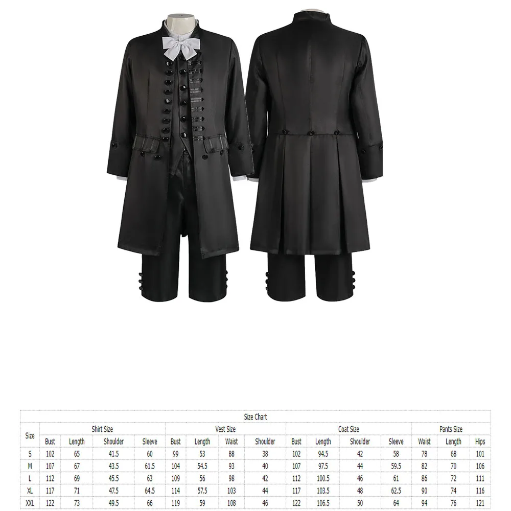 Костюм в стиле барокко рубашка жилет брюки галстук-бабочка черный костюм для
