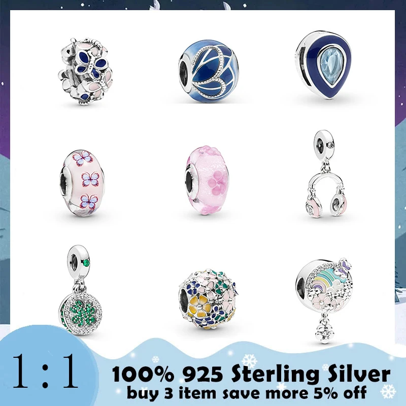 

High Quality 100%925 Sterling Silver Charm Earphone Pendant Beads Stylish Exquisite Diy Bracelet Free Delivery