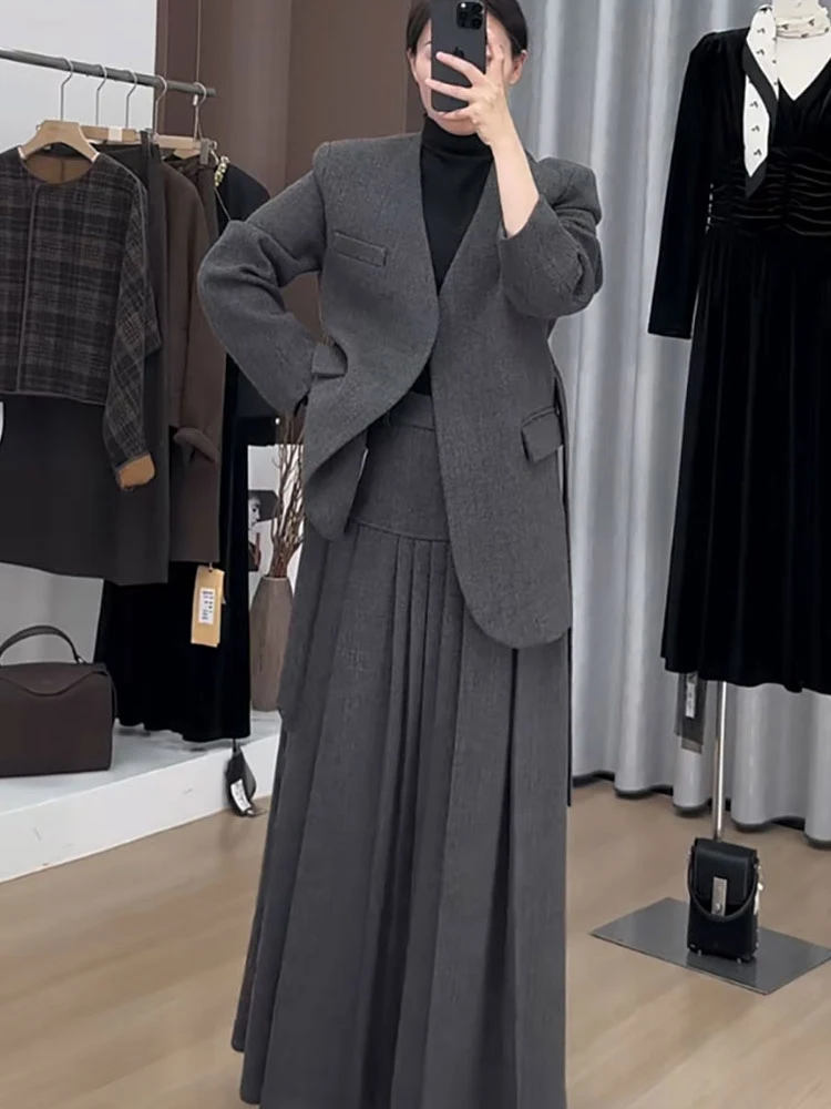 BZVW офисный женский шерстяной комплект из двух предметов пиджак с v-образным