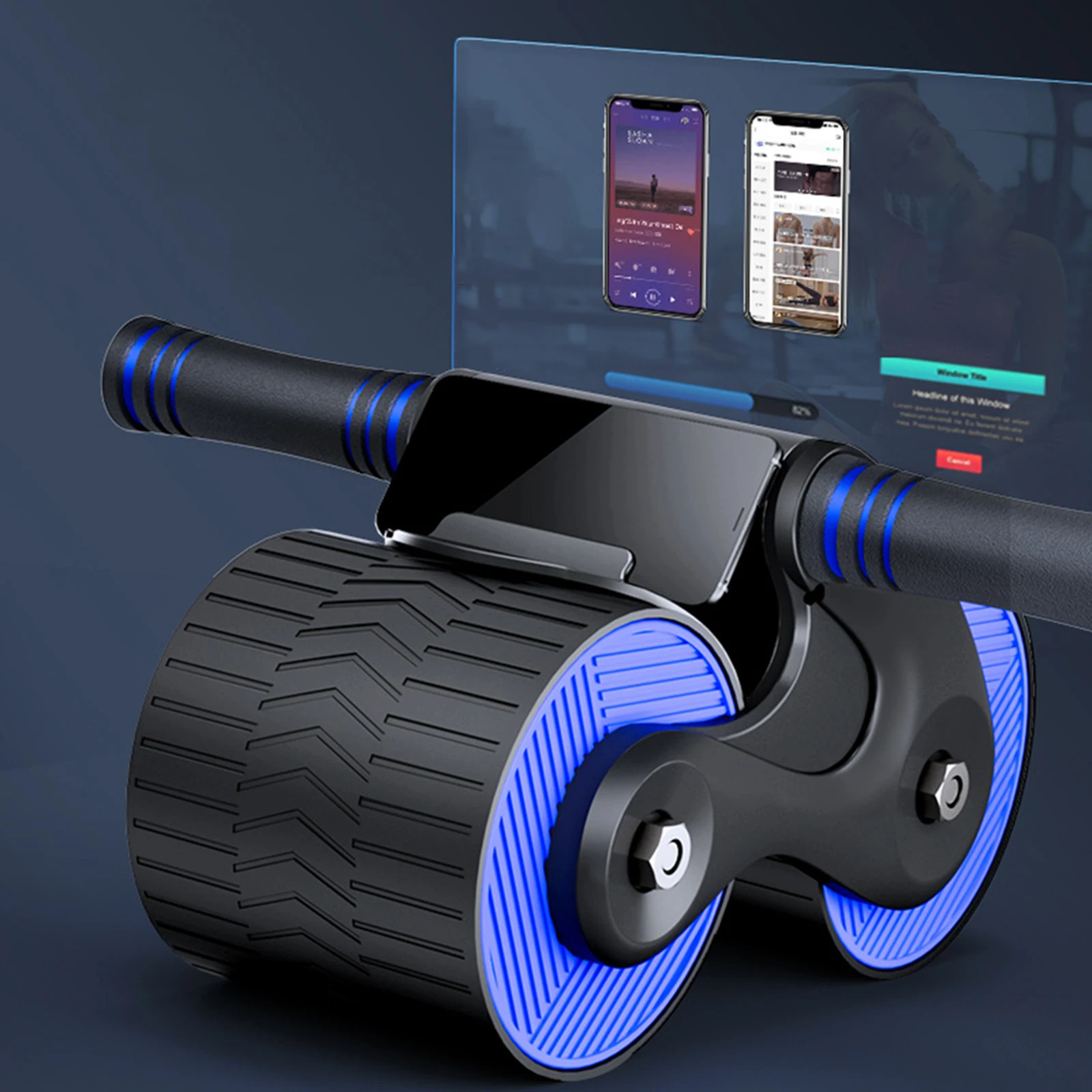 

Автоматическое колесо для брюшного пресса с подкладкой для коленей, ролик для домашнего пресса для дома, тренажерного зала или офиса, для си...