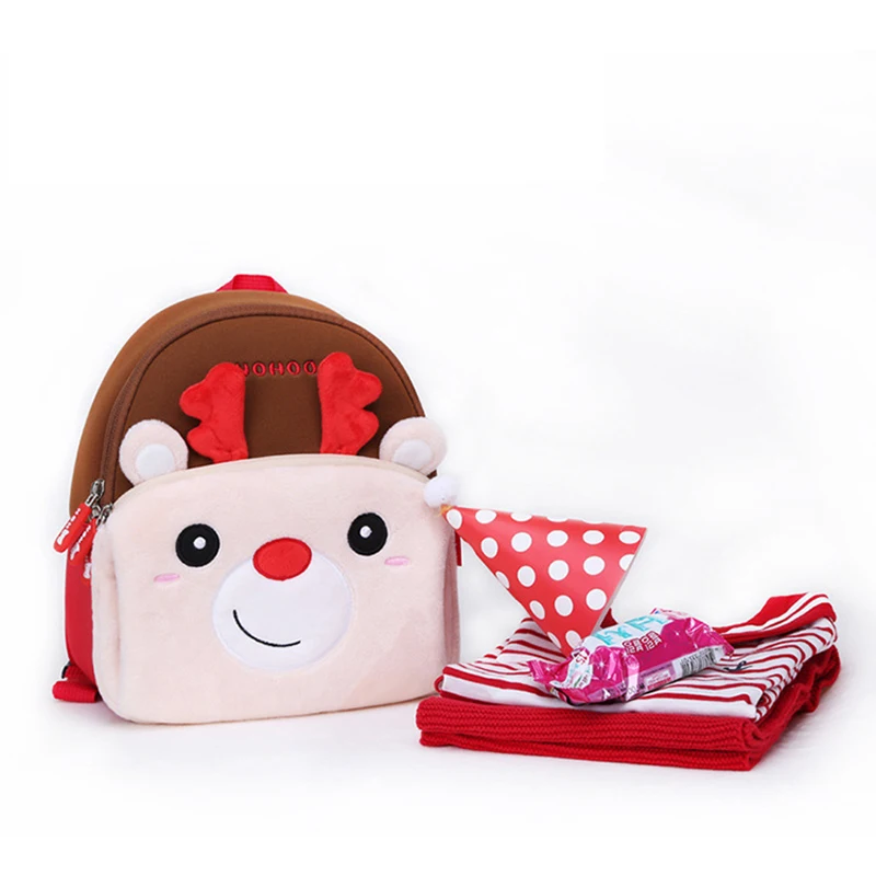 Christmas Gift Children's Backpack Cartoon Elk Shape Kindergarten School Bag Children's Christmas Gift Bag