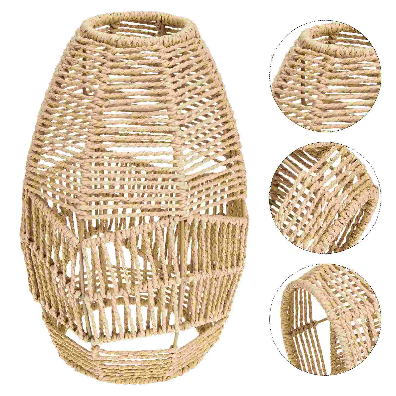 

Shade Lamp Light Lampshade Rattan Pendant Cover Woven Wicker Ceiling Chandeliershades Small Lamps Bedrooms Rope Vintage Table