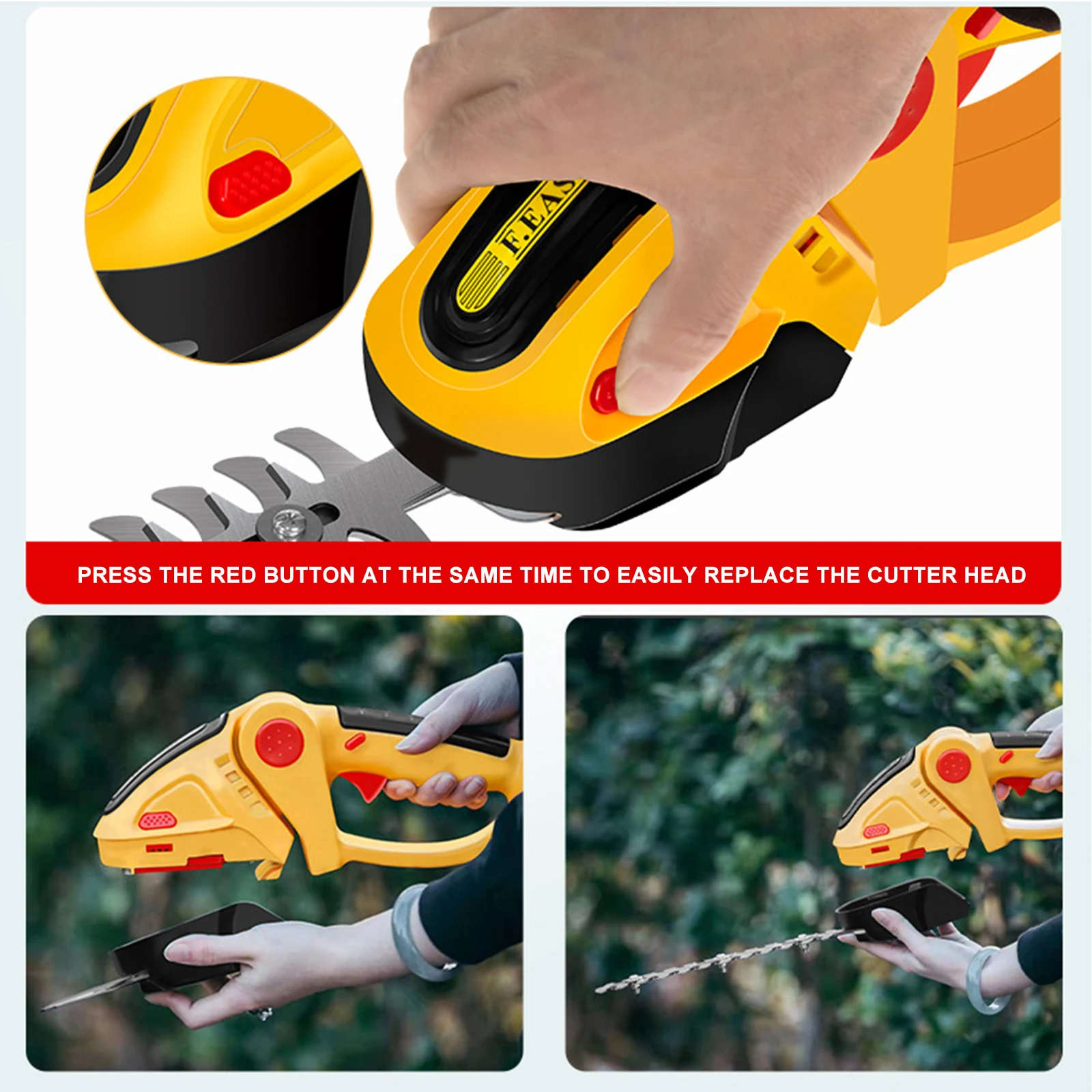

2 In 1 Electric Hedge Shears Wireless Rechargeable Pruning Lawn Mower Lithium Battery One-hand Hedge Trimmer