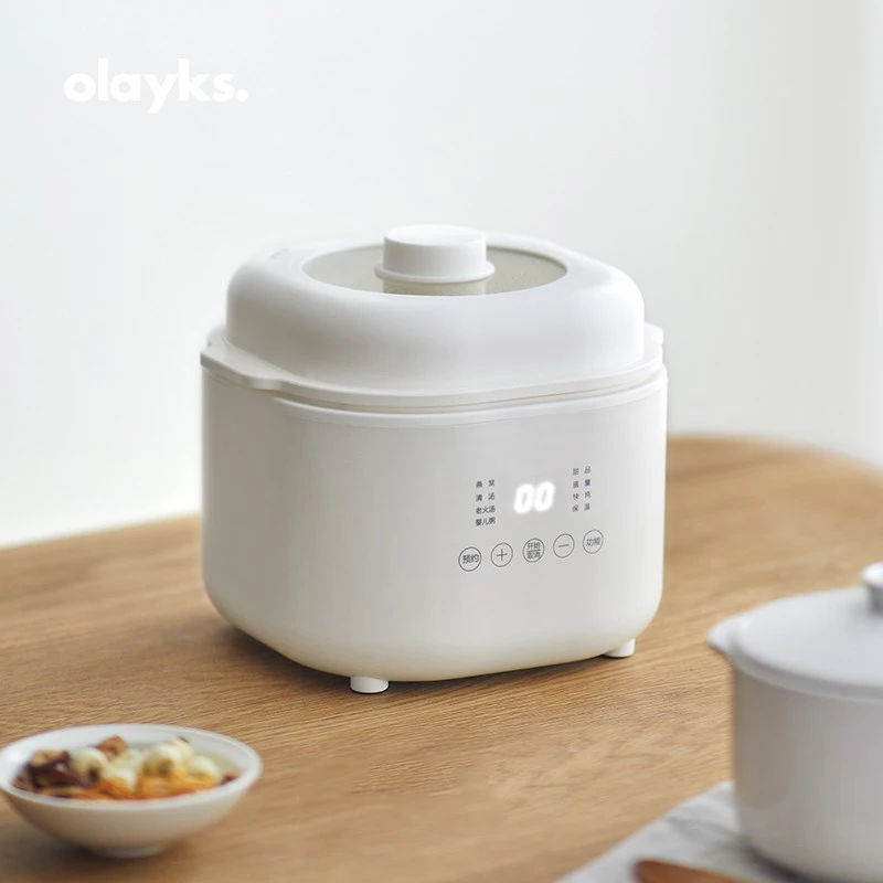 

Olayks 1L Mini Electric Stewing Pot Ceramic Inner Multi Cooker Household Automatic Electric Slow Stewer 220V Home Rice Cooker