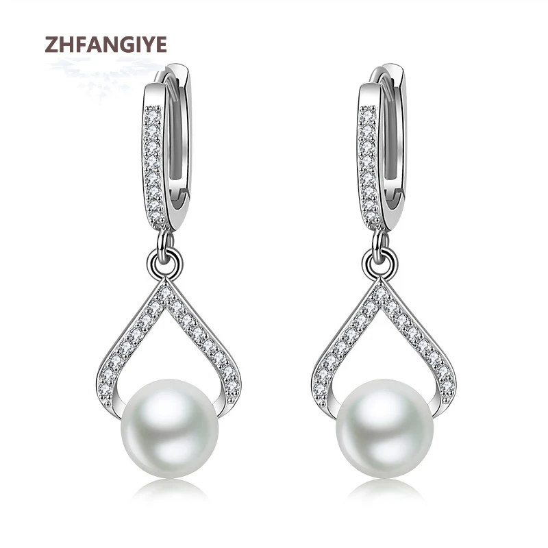 

Fashion Pearl Earrings Women Accessories 925 Silver Jewelry with Zircon Gemstone Water Drop Shaped Earrings Wedding Party Gifts