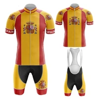 new spain sports team summer men short sleeve bicycle cycling jersey set mtb bike wear ropa ciclismo outdoor riding bike uniform