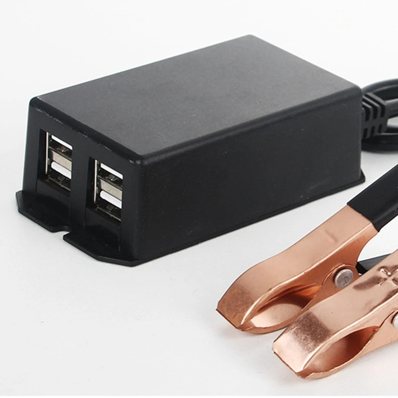 

for Dc Power Adapter with Battery Clip 12V Vehicle USB for Cellphone 4 Ports Automatically Identify Shunt Chargi AOS