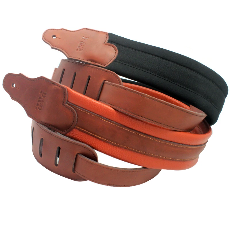 

Гитарный ремень из натуральной кожи, мягкий, прочный, регулируемый, из воловьей кожи, акустический, электрический, басовый ремешок, ремень д...