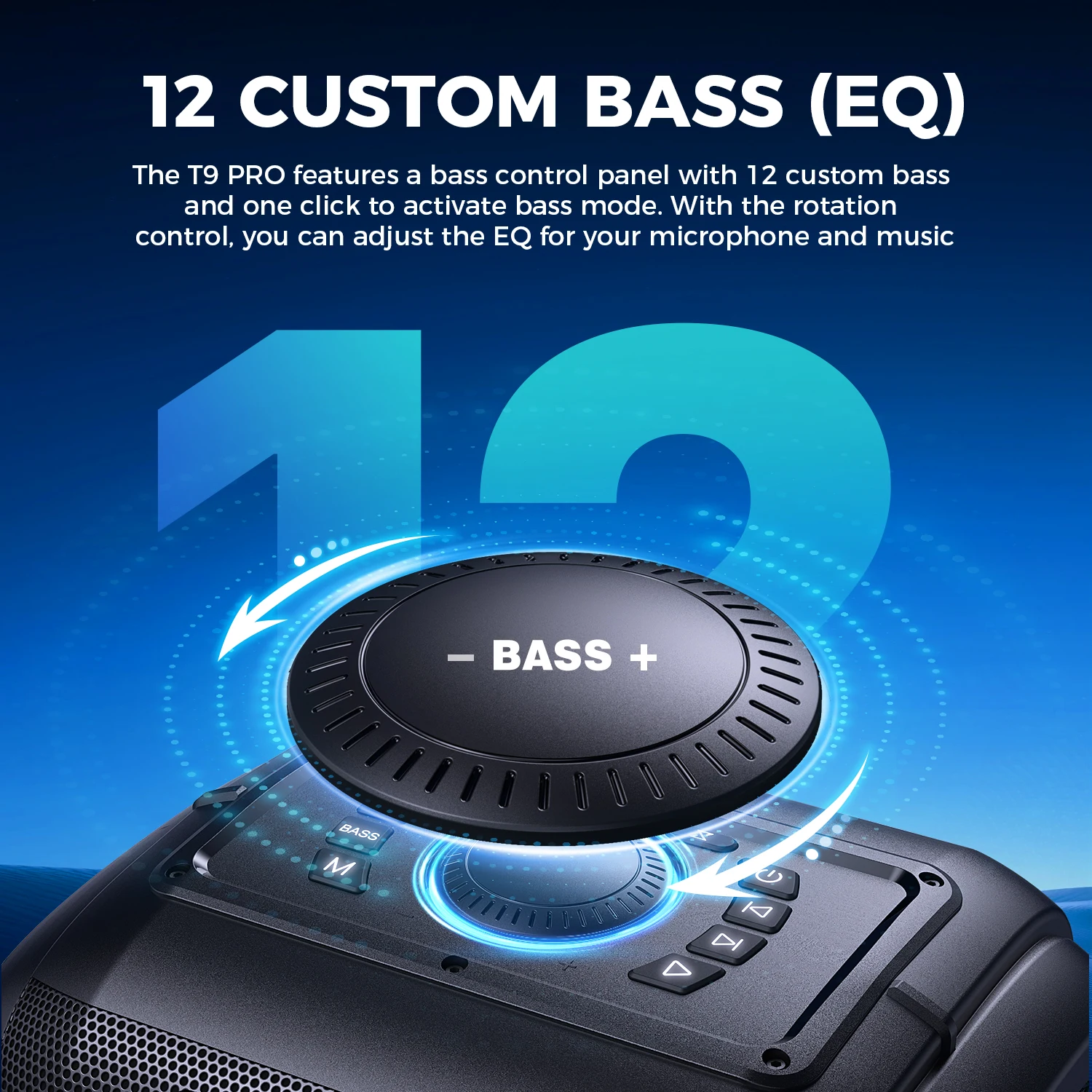Фото Портативная Bluetooth-колонка W-KING T9PRO 120W RMS, самая громкая/мощная (120 дБ), с 12 настраиваемыми басами, BT5.3, беспроводная колонка-бумбокс для больших вечеринок №3