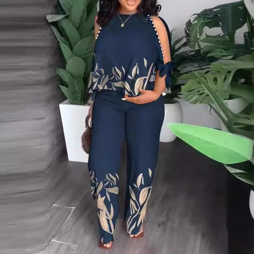 2024 весенне-летний модный новый комплект с принтом женский свободный