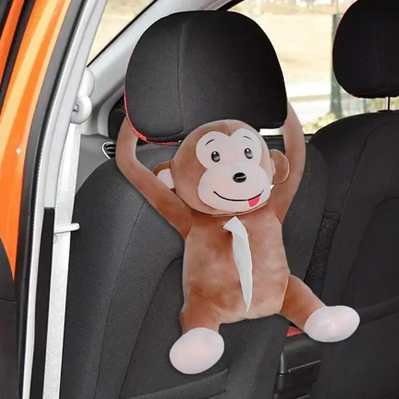 

Monkey Tissue Holder For Car Funny Napkin Paper Box Car Accessory Plush Monkey Toilet Paper Dispenser For Autos Sedans SUVs
