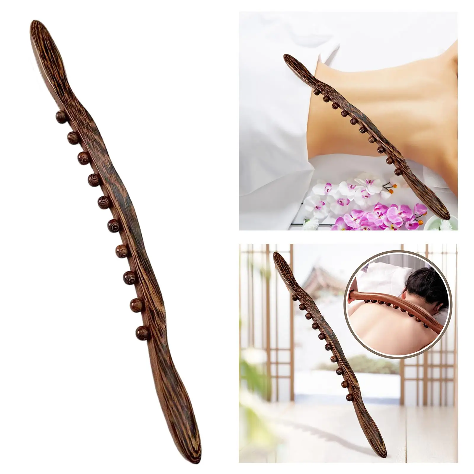 

Деревянный массажный инструмент Gua Sha, 10 бусин, точечное лечение, расслабление мышц, ручное облегчение боли в мышцах, для талии, ног, тела, шеи, спины