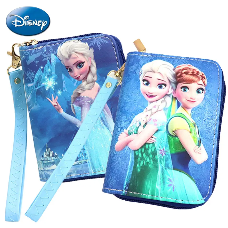 

Frozen Disney Girls Bag Anime Cartoon Princess Elsa Children's Wallet Short Handheld Coin Purse PU Storage Key Bag