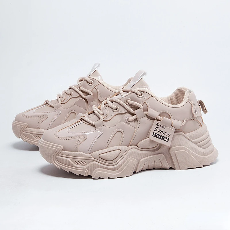 

Женские массивные кроссовки, Вулканизированная подошва, высокая платформа, на шнуровке, удобная повседневная обувь