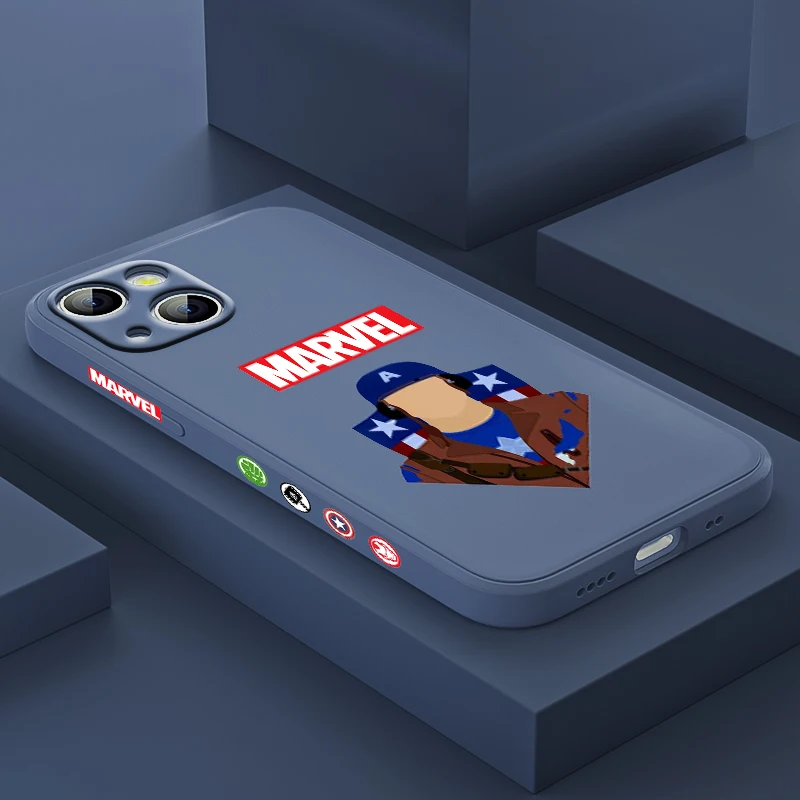 

Marvel cute Captain For Apple IPhone 13 12 Mini 11 Pro XS MAX XR X 8 7 6S SE Plus Liquid Left Silicone Gel Phone Case