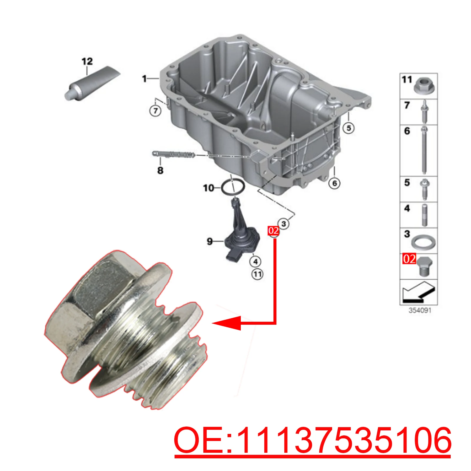 

11137535106 Сливная пробка поддона для BMW 1 3 5 X1 X3 X5 Z4 E81 E82 E87 E88 E89 E90 F20 F21 F23 F30 F45 Mini Convertible R56 R57