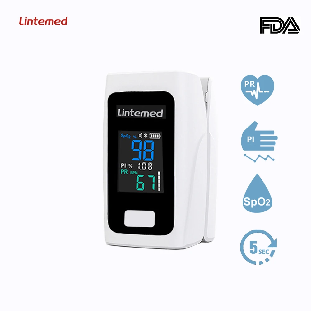 

Lintemed Portable Medical Fingertip Pulse Oximeter Heart Rate Health Care Mother Kids Finger Clip Blood Oxygen Monitor LT-F51