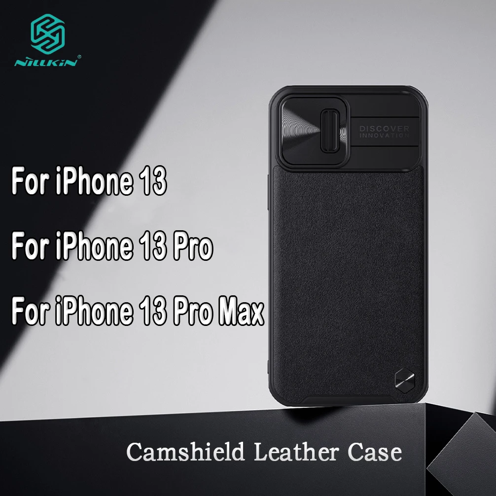 For iPhone 13 Pro Max Case NILLKIN CamShield Leather Slide Camera Shell TPU+PC Back Cover For iPhone 13 13 Pro Lens Cases