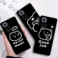 cute bear couple phone case for huawei p30 lite p20 pro honor 10 8x 9x 10x 9a black soft coque back liquid silicon carcasa