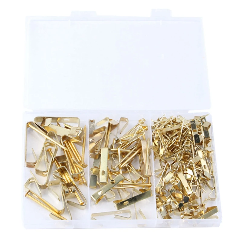 

200PCS Photo Frame Hook Without Trace Gold With Nails DIY Photo Hook Set Nordic Picture Frame Hook