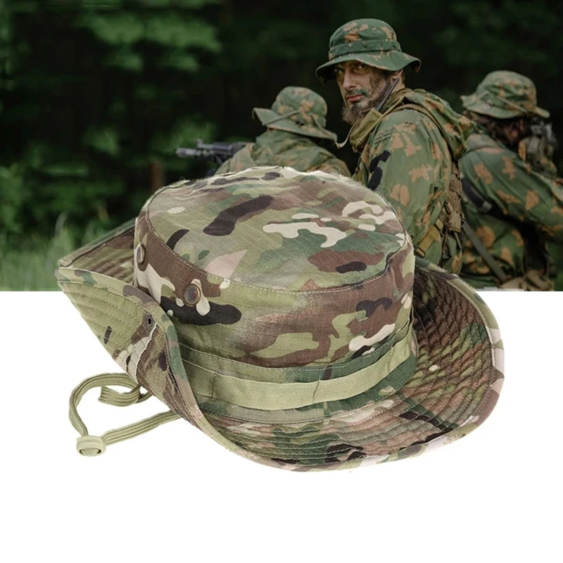 

Tactical US Army Bucket Hats Camouflage Boonie Hat Military Multicam Panama Summer Cap Hunting Hiking Outdoor Camo Sun Caps Men