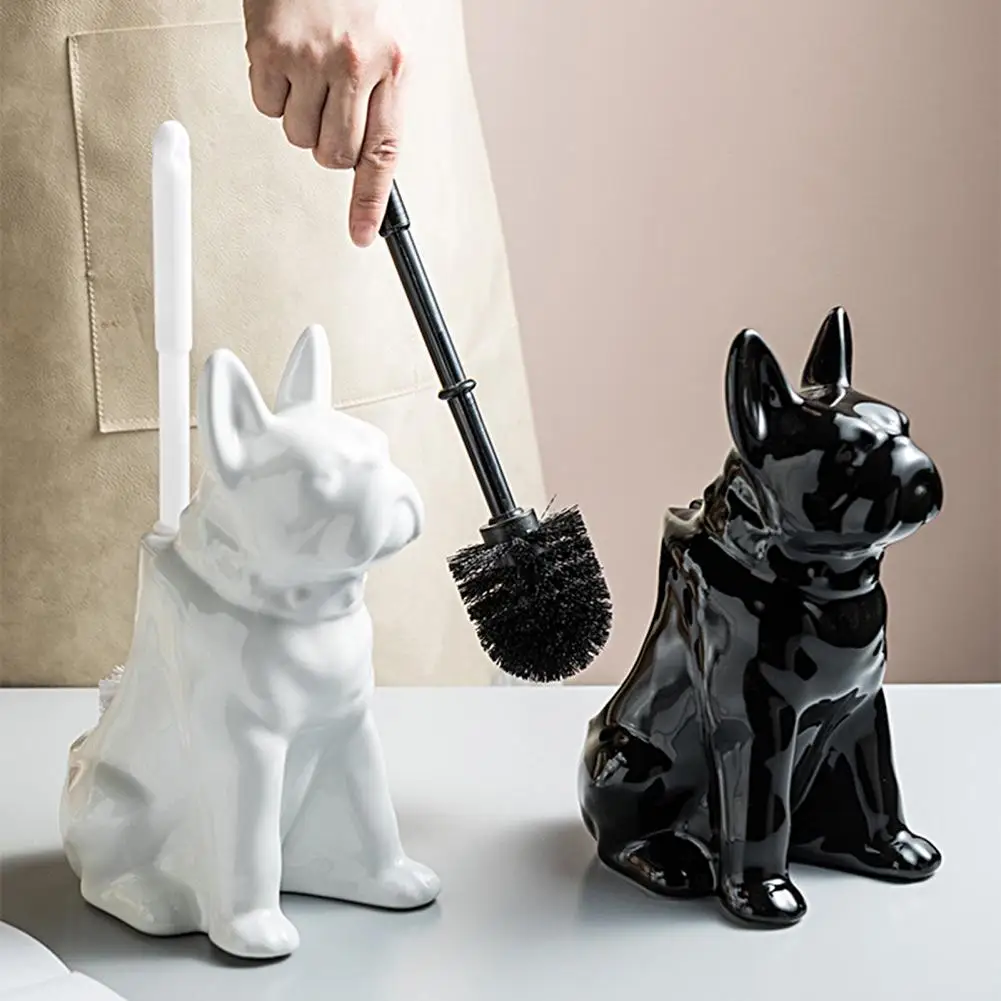 

Delicate Toilet Brush Holder Ceramics Toilet Brush Strong Decontamination Long Handle Toilet Brush with Stand Dirt Remover