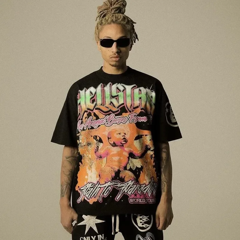 

New Fasion Black Hellstar Studios Angle Tee T Shirt Men Women Top Short Sleeve T-shirt