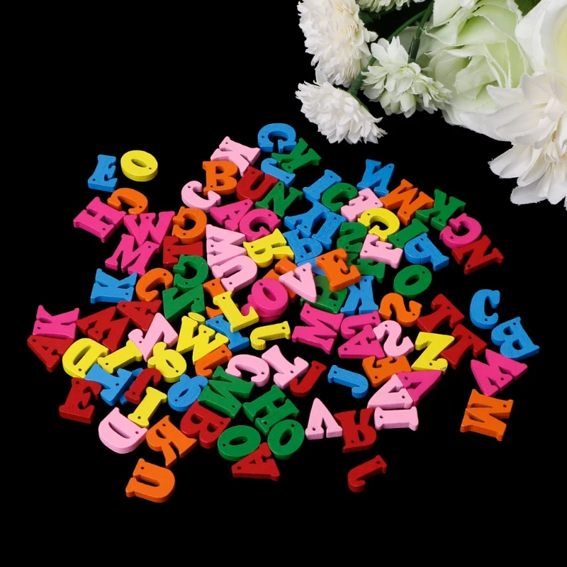 

50/100Pcs Mixed Heart Flower Letters Wooden Buttons Sewing Scrapbooking DIY