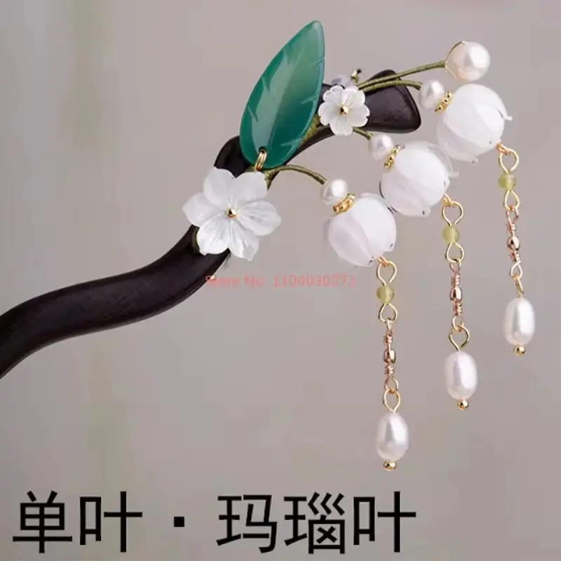 Новая китайская винтажная заколка для волос Hanfu из черного дерева с кисточками