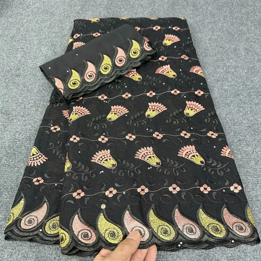 Нигерийская хлопковая кружевная ткань с камнями новинка 2024 африканская