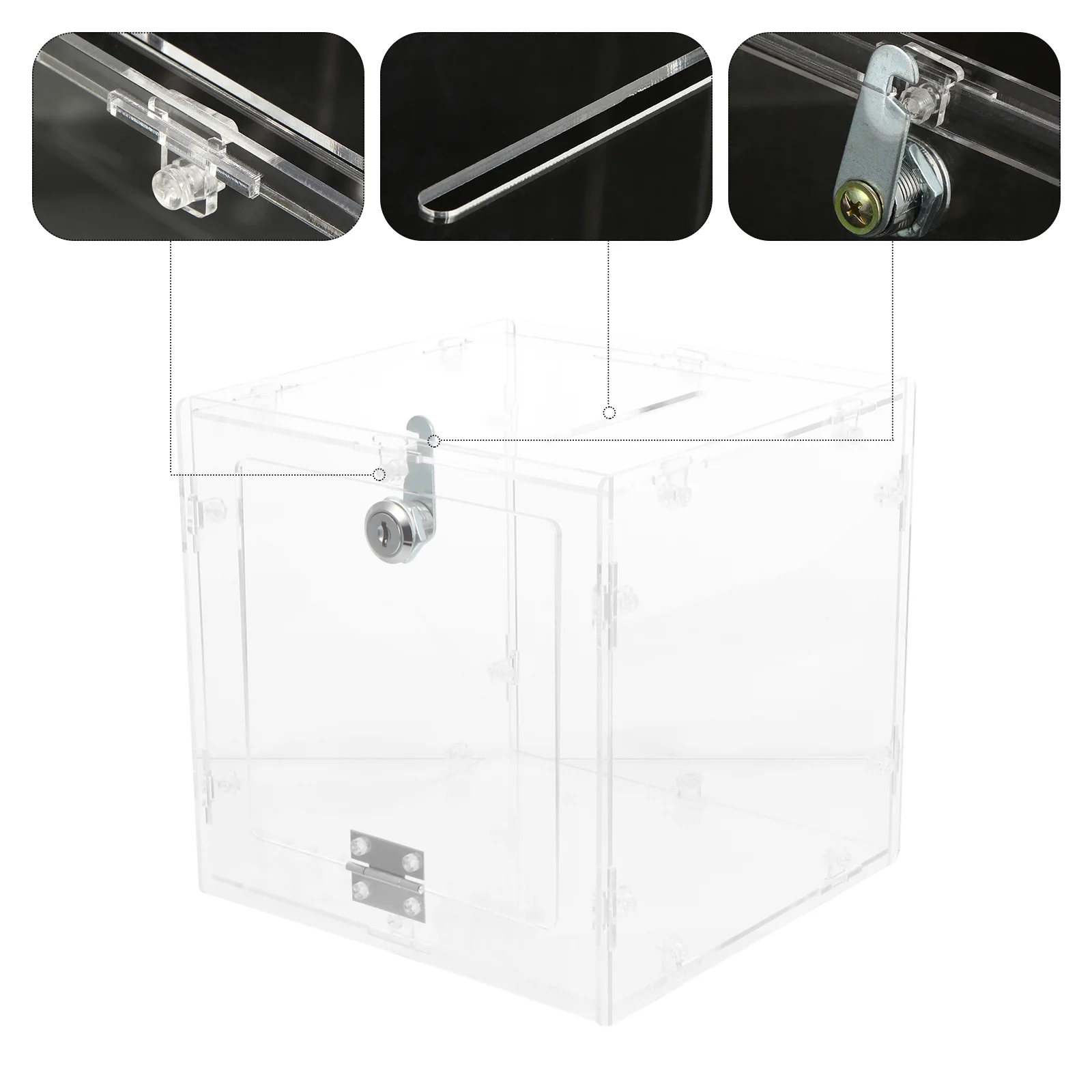 

Box Acrylic Suggestion Donation Ballot Clear Ticketlock Collection Cube Transparent Raffle Voting Charity Display Money Comment
